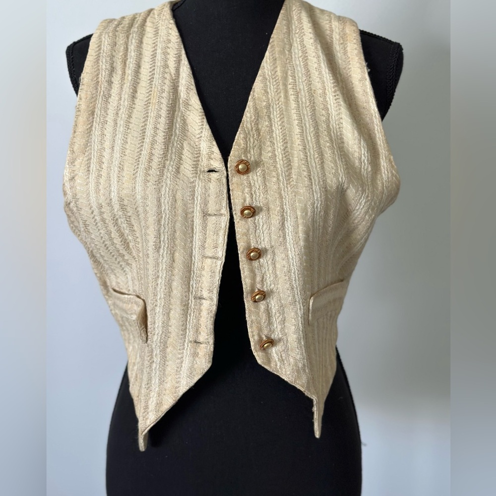 Vintage Beige Striped Vest